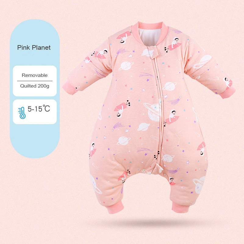 Children's leg-split sleeping bag autumn and winter thickened anti-kick quilt cotton nursery baby sleeping bag