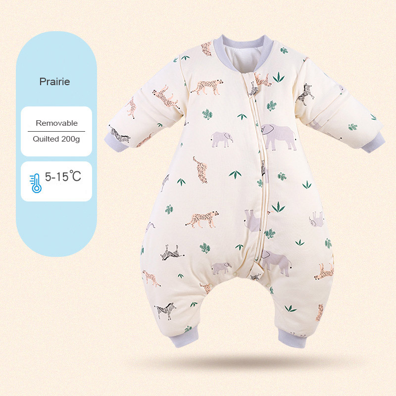 Children's leg-split sleeping bag autumn and winter thickened anti-kick quilt cotton nursery baby sleeping bag