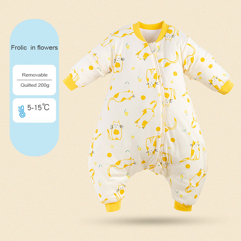 Children's leg-split sleeping bag autumn and winter thickened anti-kick quilt cotton nursery baby sleeping bag