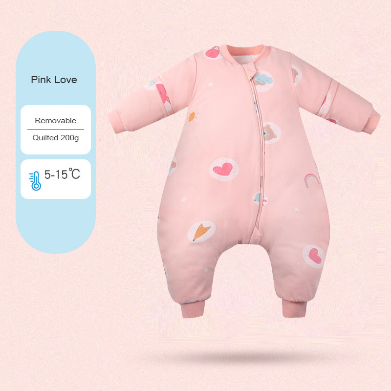 Children's leg-split sleeping bag autumn and winter thickened anti-kick quilt cotton nursery baby sleeping bag