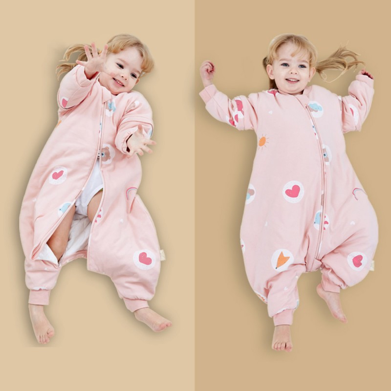 Children's leg-split sleeping bag autumn and winter thickened anti-kick quilt cotton nursery baby sleeping bag