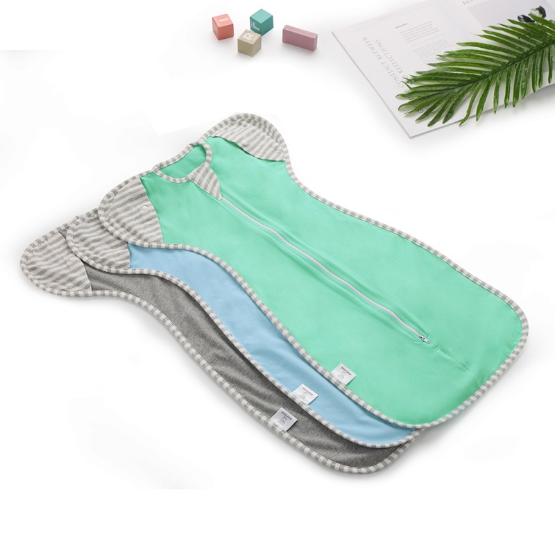 Four seasons baby anti startle swaddle wrapper baby cotton stretch swaddle wrap sleeping bag with detachable sleeves