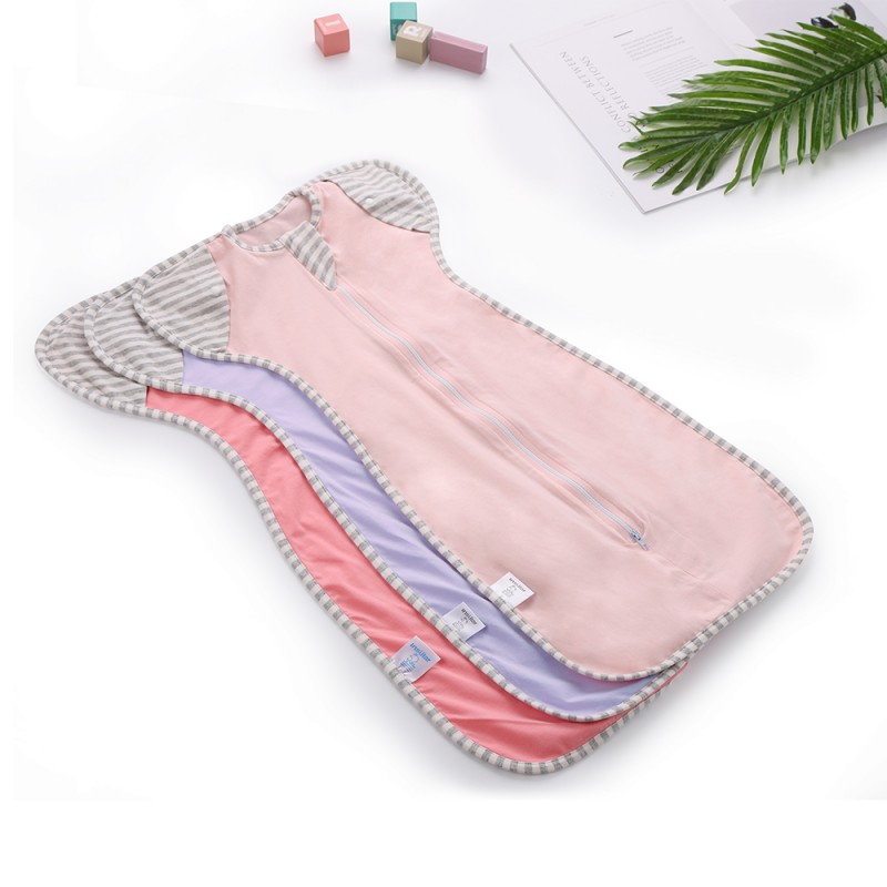 Four seasons baby anti startle swaddle wrapper baby cotton stretch swaddle wrap sleeping bag with detachable sleeves