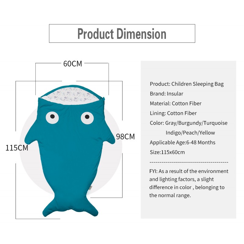 New baby sleeping bag, baby quilt, anti-kick, and shark baby sleeping bag